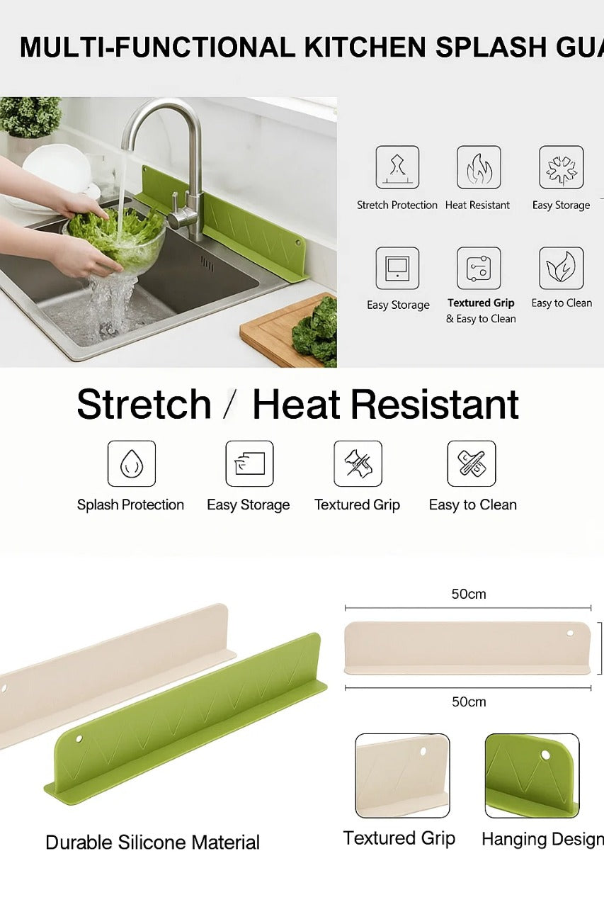 Silicone Kitchen Sink Splash Guard 48×8 Cm Water Deflector With Suction Cup 48 cm